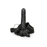 REALROCK Vibrating Hollow Strapon + Balls - 23cm Black - Black 23 cm Vibrating Hollow Strap-On-REA134BLK