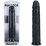 REALROCK 38cm Extra Long Dildo - Black - Black 38 cm (15'') Extra Long Dong