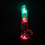 REALROCK 8 with Balls Wireless Rechargeable LED Vibrating Dong - Clear with LED 22.5 cm USB Rechargeable Vibrating Dong with Remote-REA207TRA