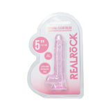 REALROCK 5'' Crystal Clear Dildo with Balls - Pink - Clear Pink 14.7 cm Dong