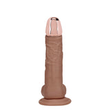 REALROCK Metal Head 6'' Rechargeable Dildo - Tan - Tan 16.2 cm USB Rechargeable Vibrating Dildo with Metal Head and Wireless Remote