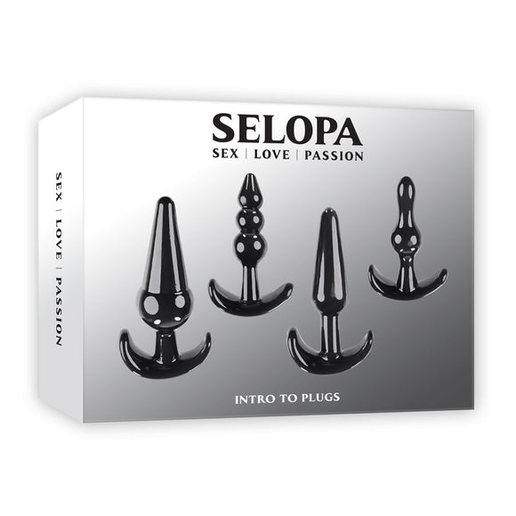 Selopa INTRO TO PLUGS - Black Butt Plugs - Set of 4-SL-BP-3526-2