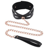 Sex & Mischief Brat Collar & Leash - Rose Gold/Black Restraint-SS09841