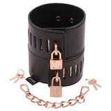 Sex & Mischief Brat Locking Cuffs - Black/Rose Gold Hand Cuffs-SS09849