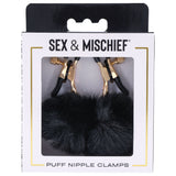 Sex & Mischief Puff Nipple Clamps - Black/Gold Nipple Clamps - Set of 2-SS09855