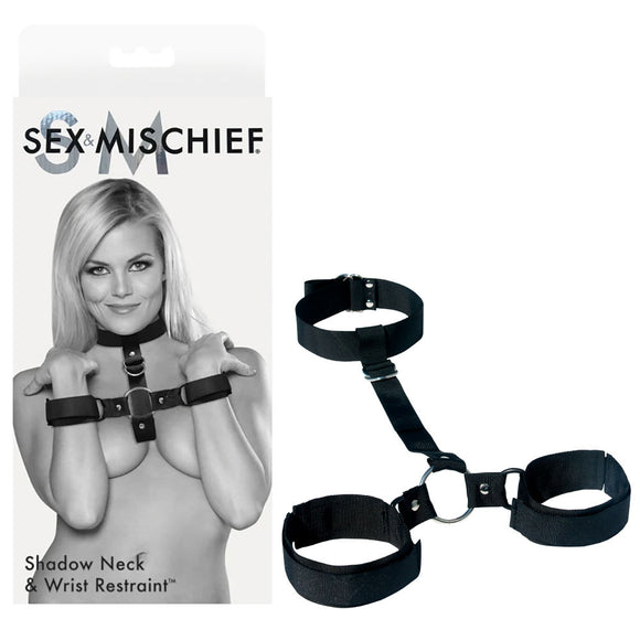 Sex & Mischief Shadow Neck and Wrist Restraint - Black Restraints-SS09910