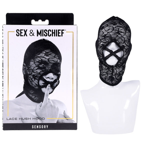 Sex & Mischief Lace Hush Hood - Black Hood-SS10101