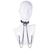 Sex & Mischief Lace Collar with Nipple Ties - Black Neck and Nipple Restraints-SS10104