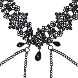 Sex & Mischief Lace Collar with Nipple Ties - Black Neck and Nipple Restraints-SS10104