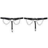 Sex & Mischief Chain Lace Garters - Black/Metal Garters-SS10110