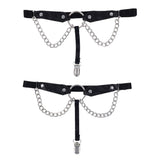Sex & Mischief Chain Lace Garters - Black/Metal Garters-SS10110