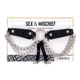 Sex & Mischief Chain Lace Garters - Black/Metal Garters-SS10110