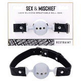 Sex & Mischief Lace Silicone Breathable Ball Gag - Black/Grey Mouth Restraint-SS10112