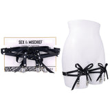 Sex & Mischief Laced Up Garters - Black Garters-SS10113
