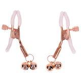 Sex & Mischief Peaches n CreaMe Bell Nipple Clamps - Peach/Rose Gold Nipple Clamps with Bells - Set of 2