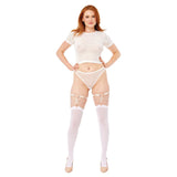 Sex & Mischief Peaches n CreaMe Pearl Garters - Peach / Rose Gold Garters with Pearls - Set of 2