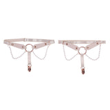 Sex & Mischief Peaches n CreaMe Pearl Garters - Peach / Rose Gold Garters with Pearls - Set of 2