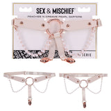 Sex & Mischief Peaches n CreaMe Pearl Garters - Peach / Rose Gold Garters with Pearls - Set of 2