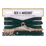 Sex & Mischief Indica Cutout Collar and Leash - Green/Gold Restraint