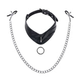 SPORTSHEETS Velvet Noir Collar & Removable Clamps - Black Neck & Nipple Restraints-SS37004