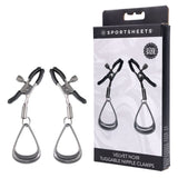 SPORTSHEETS Velvet Noir Tuggable Nipple Clamps - Gunmetal Adjustable Nipple Restraints-SS37005
