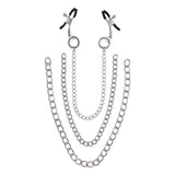 SPORTSHEETS Signature exCHAINgeable Nipple Jewelry - Silver Nipple Clamps with Chain