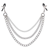 SPORTSHEETS Signature exCHAINgeable Nipple Jewelry - Silver Nipple Clamps with Chain