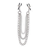 SPORTSHEETS Signature exCHAINgeable Nipple Jewelry - Silver Nipple Clamps with Chain