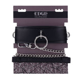 EDGE Collar & Leash - Black Neck Restraint with Heavy Duty Metal Leash-SS98046