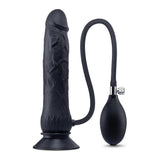 Size Up 7.5 Inch Inflatable Dildo with Balls - Black 20.3 cm Inflatable Dong-SU107