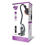Size Up Vibrating Mini Pussy & Clitoral Pump - Clear USB Rechargeable Vibrating Vaginal and Clitoral Pump-SU113