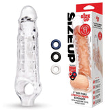Size Up 1 Inch See-Thru Stretch Penis Extender - Clear 2.5 cm (1) Penis Extension Sleeve-SU408