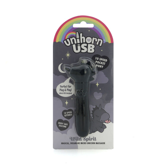 Unihorn - USB Bullet - Wild Spirit - Black USB Rechargeable Vibrating Bullet-UNIWSBUL