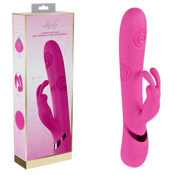 VIVE Mimi - Pink - Pink 25 cm USB Rechargeable Vibrating & Tapping Rabbit Vibrator-VIVE062PNK