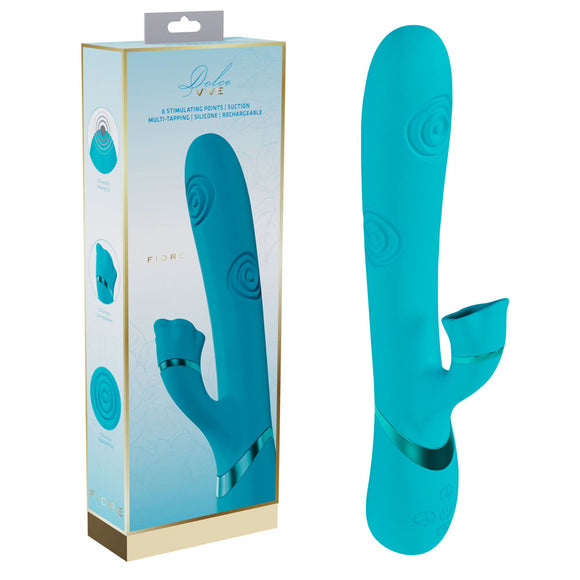 VIVE Fiore - Blue 25 cm USB Rechargeable Tapping Rabbit Vibrator-VIVE063BLU