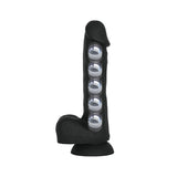 VERS Liquid Silicone Suction Dildo - Black 20 cm Dong with Internal Steel Balls-VRS-2208