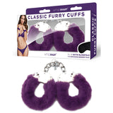 WhipSmart Classic Furry Cuffs - Purple - Purple Furry Restraints with Bonus Eye Mask-WS1508