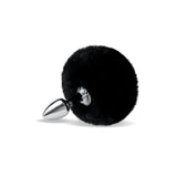 WhipSmart Furry Tales Black Bunny Tail - Metal 6.3 cm Butt Plug with Black Bunny Tail-WS3501