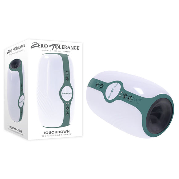 Zero Tolerance TOUCHDOWN - White 15 cm USB Rechargeable Vibrating & Tightening Stroker-ZE-RS-5100-2