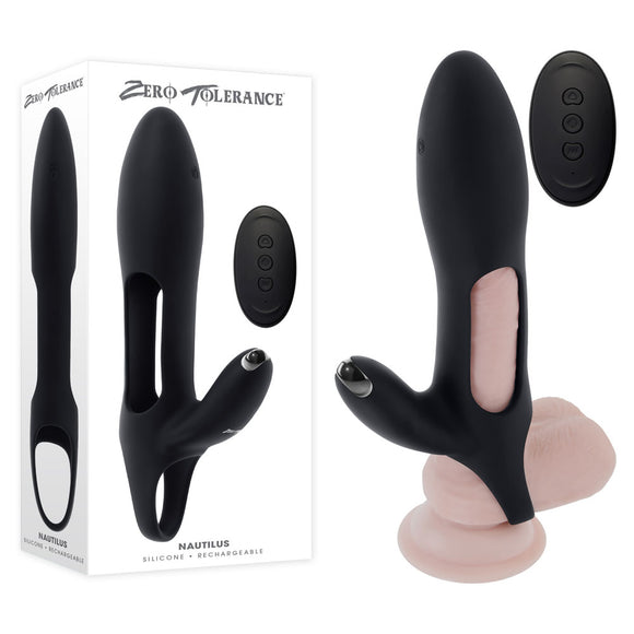Zero Tolerance NAUTILUS - Black USB Rechargeable Vibrating Penis Extender Sleeve-ZE-RS-5605-2