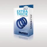 Zolo Extra Thick Silicone Cock Rings 3-Pack - Blue Thick Cock Rings - Set of 3 Sizes-ZO-6036