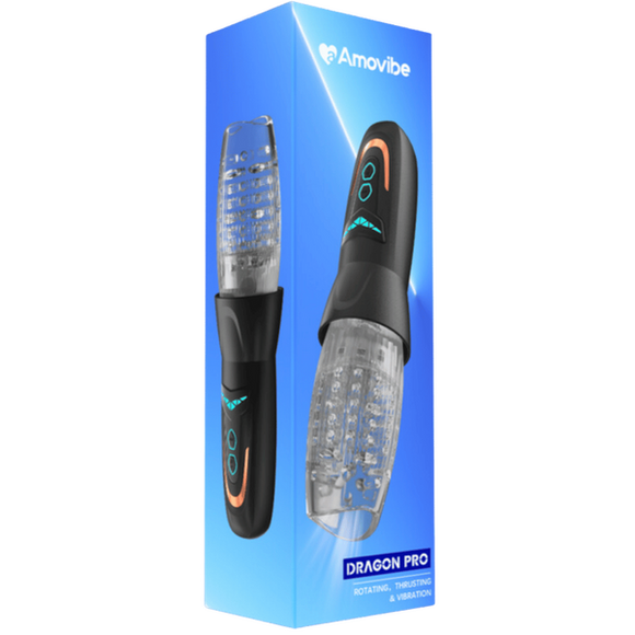 Dragon Pro - Rotating Male Masturbator (Black)-AMO-M-011
