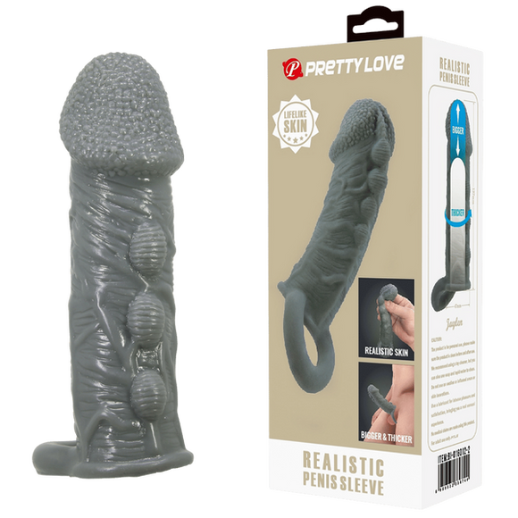 Realistic Penis Sleeve (Black)-BI-016012-2