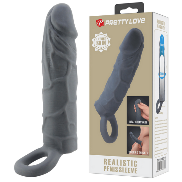 Realistic Penis Sleeve Veiny (Black)-BI-026227-2