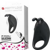 Rechargeable Rabbit Vibrator Cockring (Black)-BI-210152