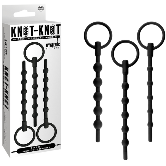 Silicone Urethal Sounding Kit - Ribbed (Black)-FKQ009A000-010