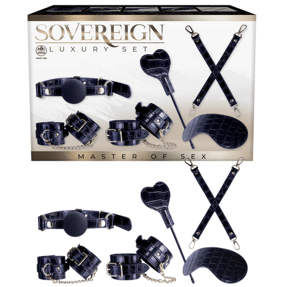 Sovereign Luxury Bondage Set (Black) (Alligator Print)-FKR006A000-077