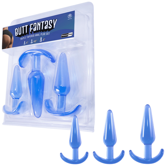 Butt Fantasy - Triple Tapered Anal Plug Set (Blue)-FKR011A000-044