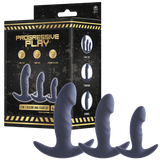 3-In-1 Silicone Anal Plug Set (Black)-FKS026A000-010