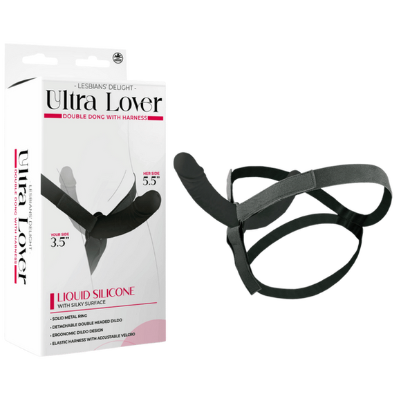 Ultra Lover - Double Dong with Harness (Black)-FNQ003A000-010